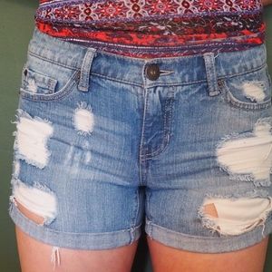 Mudd Jean shorts (with trendy rips in the butt).